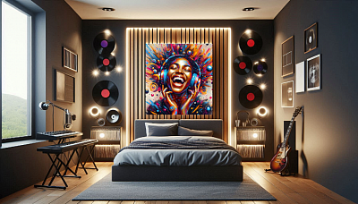 Impresión en Lienzo de una Obra de Arte Digital de Tema Musical